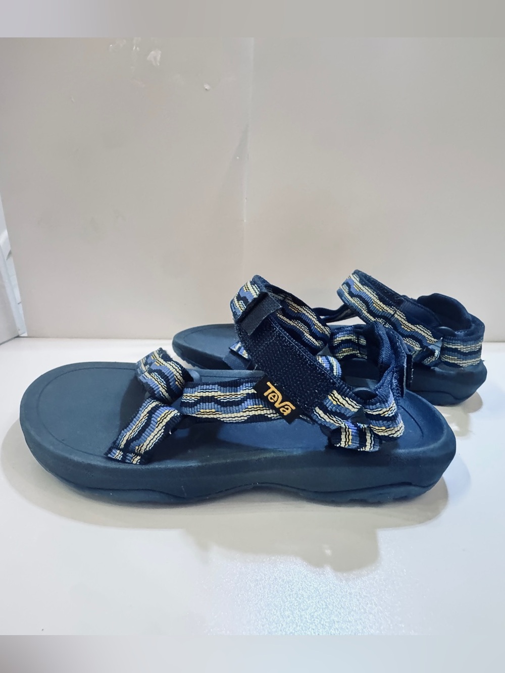 Teva Kids Striped Navy and Yellow Webbing Sandals